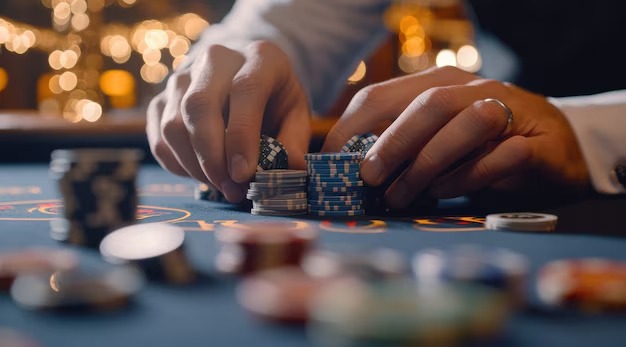 Dealer interacting during live Dragon Tiger game